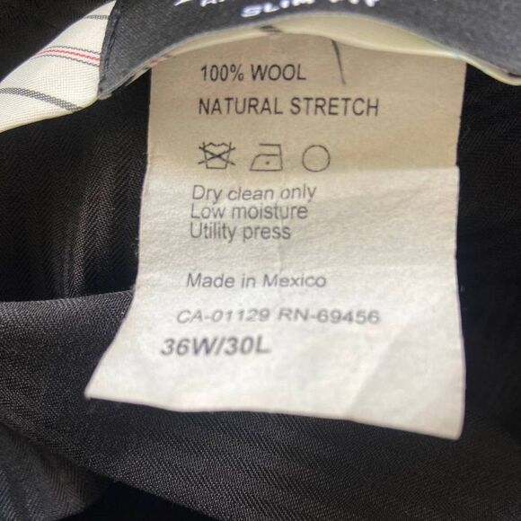 Lauren Ralph Lauren Men’s Dress Pants Black Slim Fit 100% Wool 36W x 30L Preppy - Picture 2 of 4